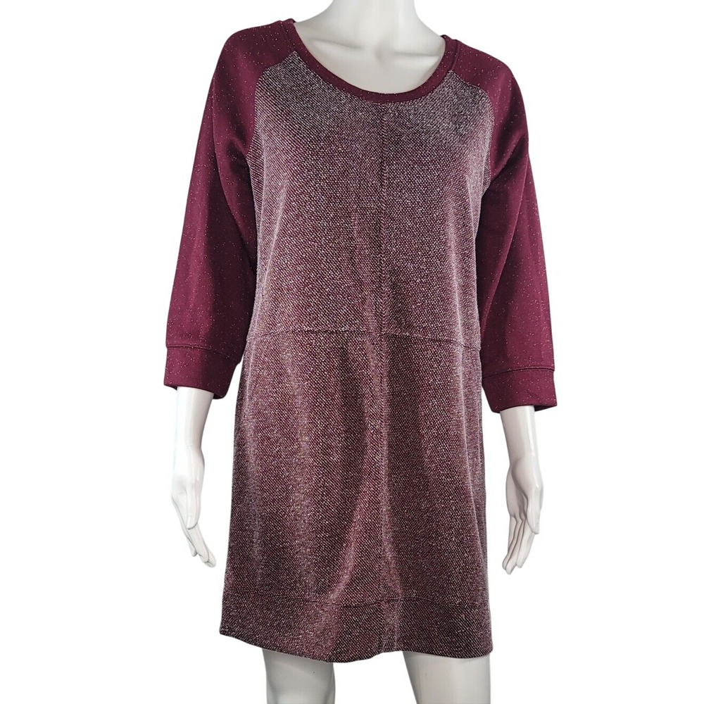 New York & Company Maroon & White Sweater Dress
